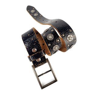 Rockin Robin black distressed studded leather youth belt. Only 1 Left!